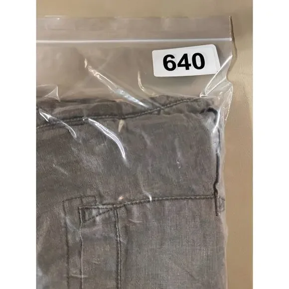 FREE PEOPLE Linen Pants Womens S Cargo Crop Patchwork Utility Green Relaxed Fit - Picture 15 of 15